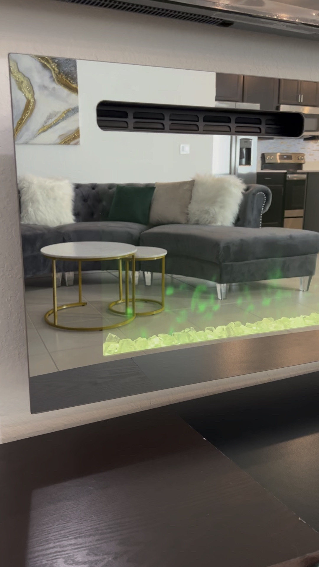 I absolutely love our wall mounted mirrored fireplace !

#LTKhome #LTKFind