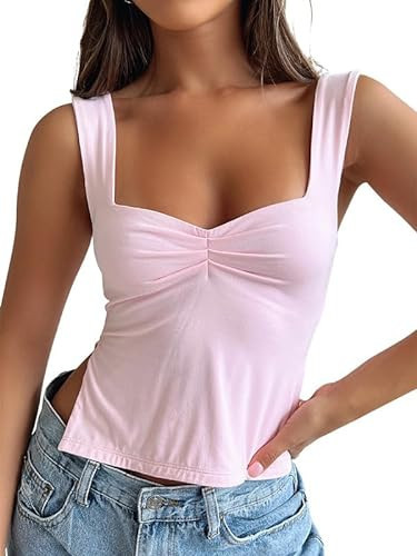 Trendy Queen Womens Going Out Crop Tops Backless Tank Tops Summer Y2k Teen Girls Basics Cute Clothes, Pink, M | Amazon (US)