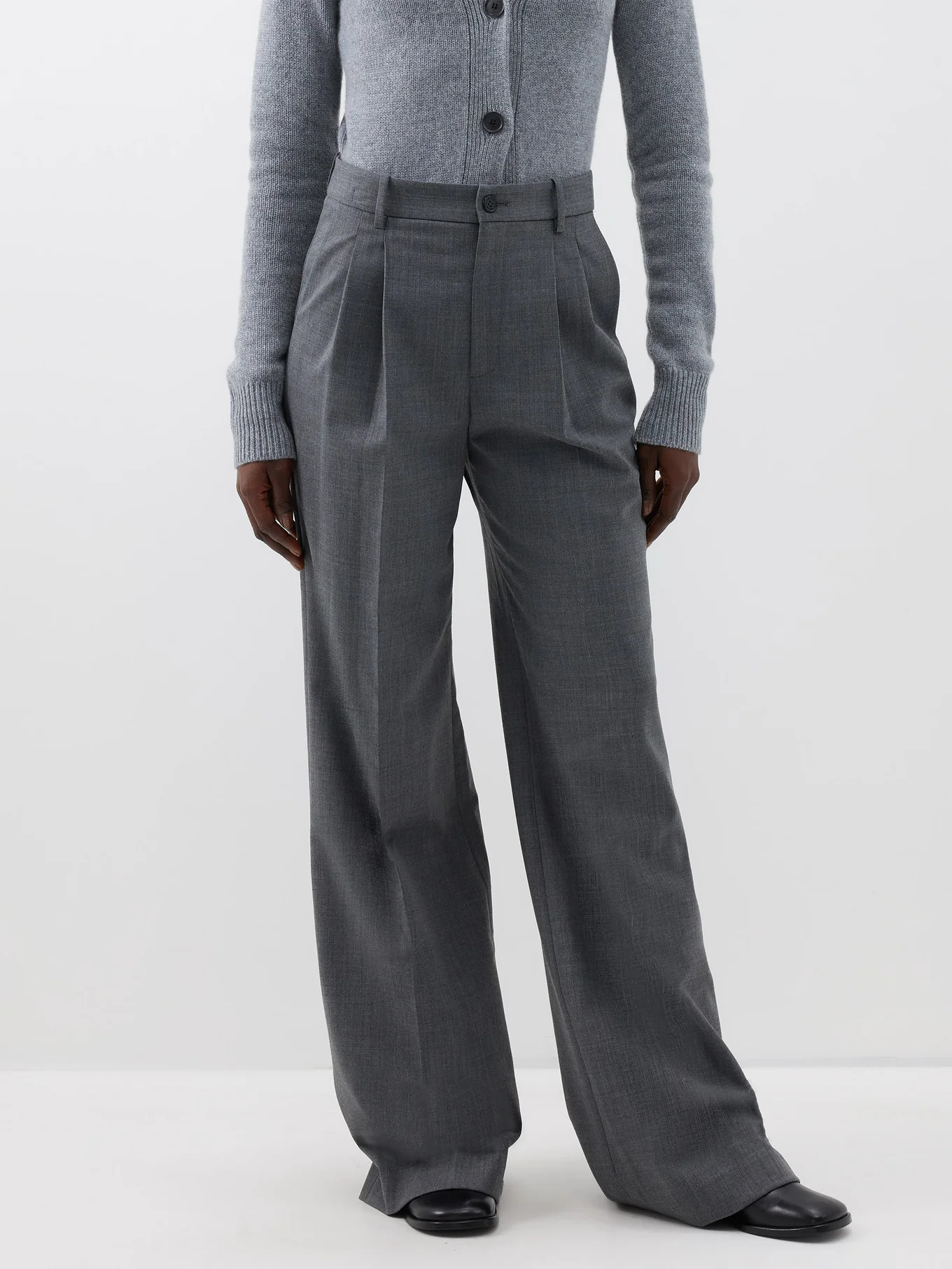 Flavie pleated twill wide-leg trousers | Nili Lotan | Matches (US)