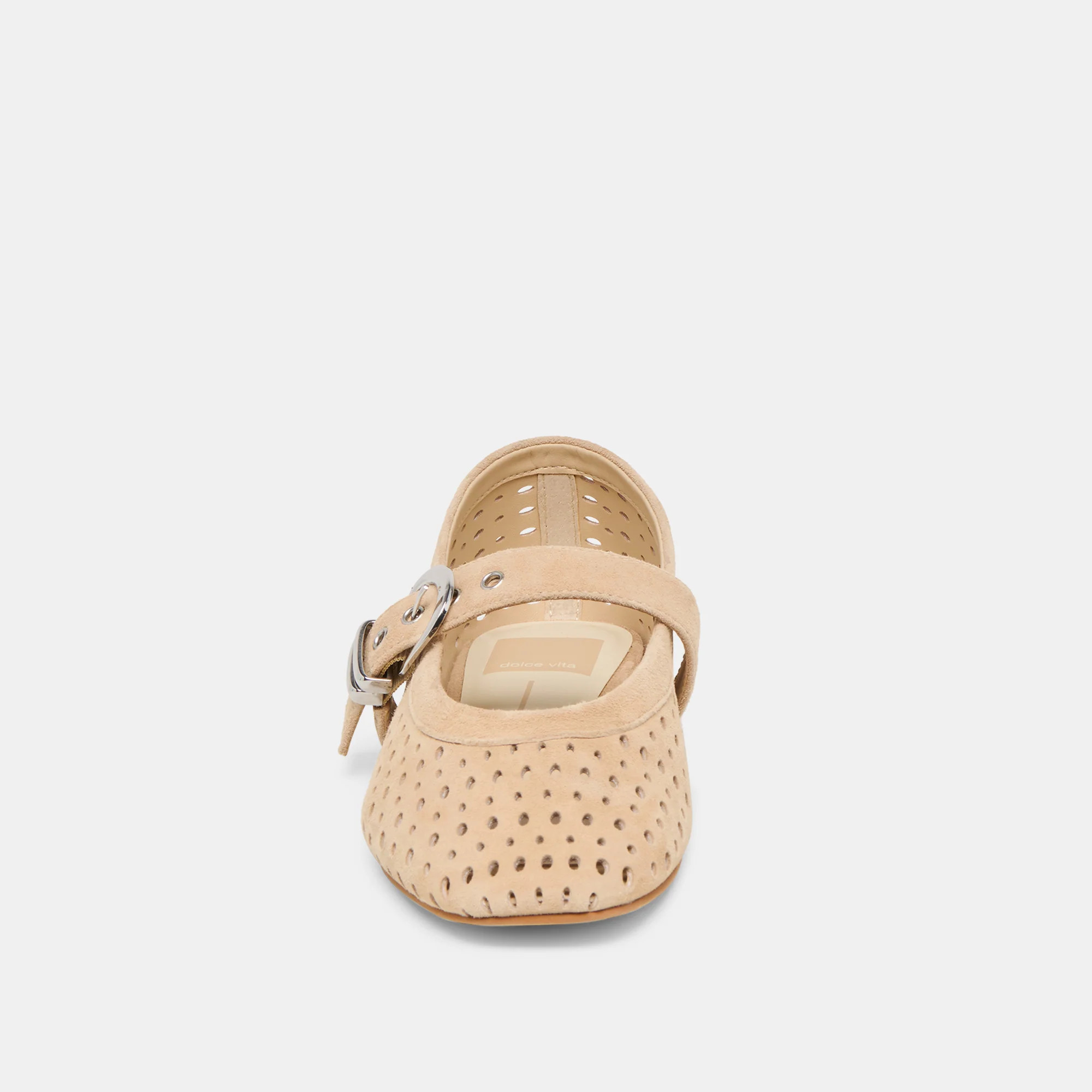 Mikel Ballet Flats Camel Perforated Suede | DolceVita.com