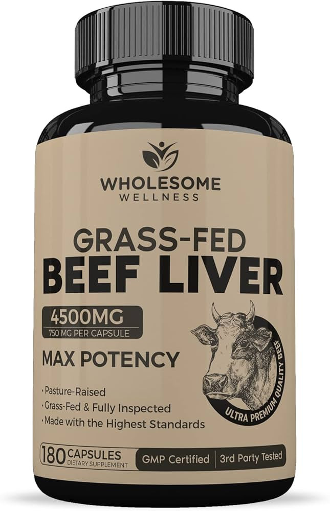 Grass Fed Desiccated Beef Liver Capsules (180 Pills, 750mg Each) - Natural Iron, Vitamin A, B12 f... | Amazon (US)