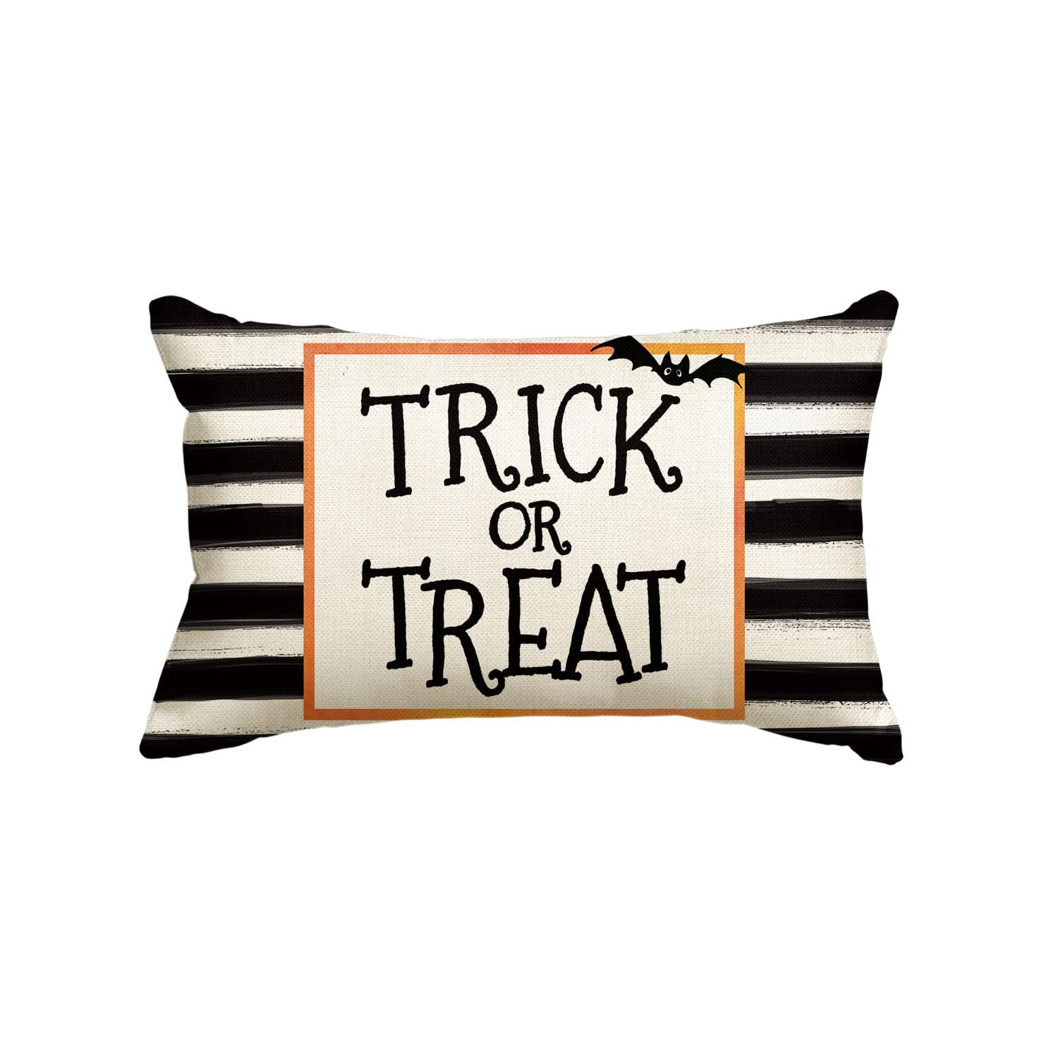 AVOIN Halloween Watercolor Stripes Trick or Treat Throw Pillow Cover, 12 x 20 Inch Bat Cushion Case Decoration for Sofa Couch Black | Amazon (US)