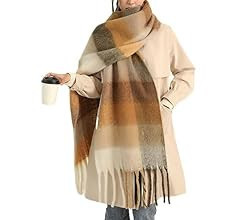 MININAI Chunky Winter Scarfs for Women Cold Weather Warm Knit Thick Plaid Scarf Long Large Oversi... | Amazon (US)