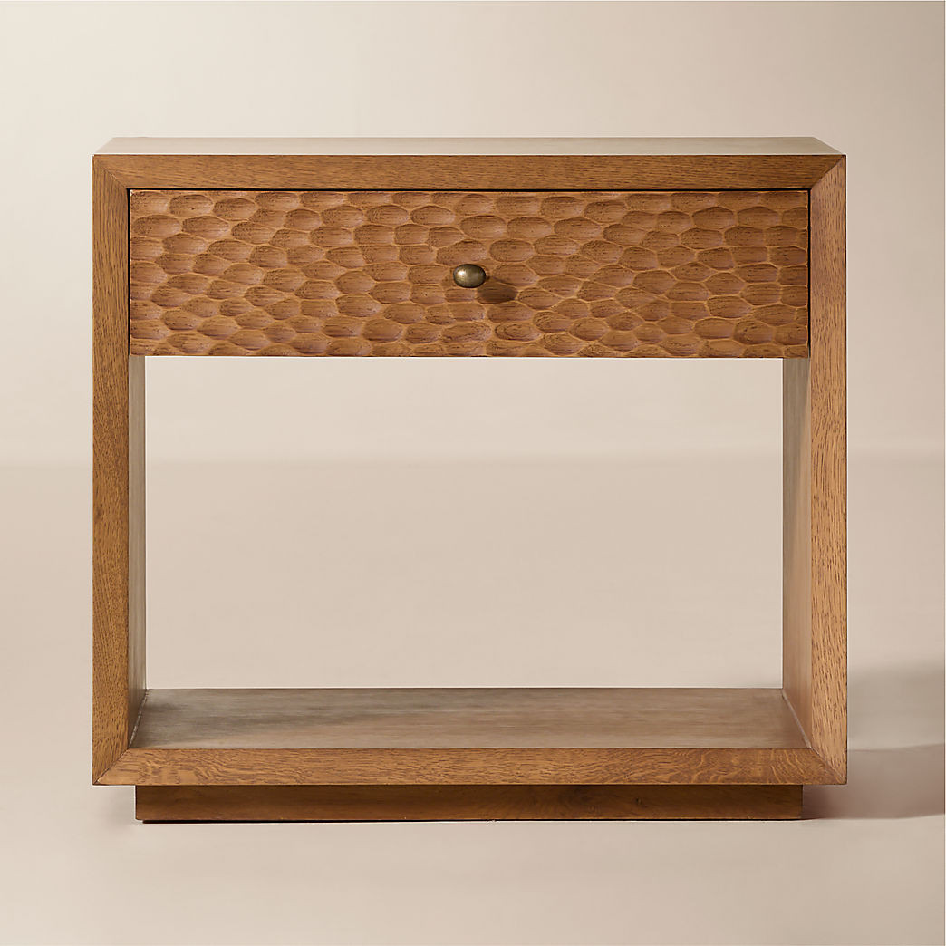 Hawk 26" Carved White Oak Open Nightstand | CB2 | CB2