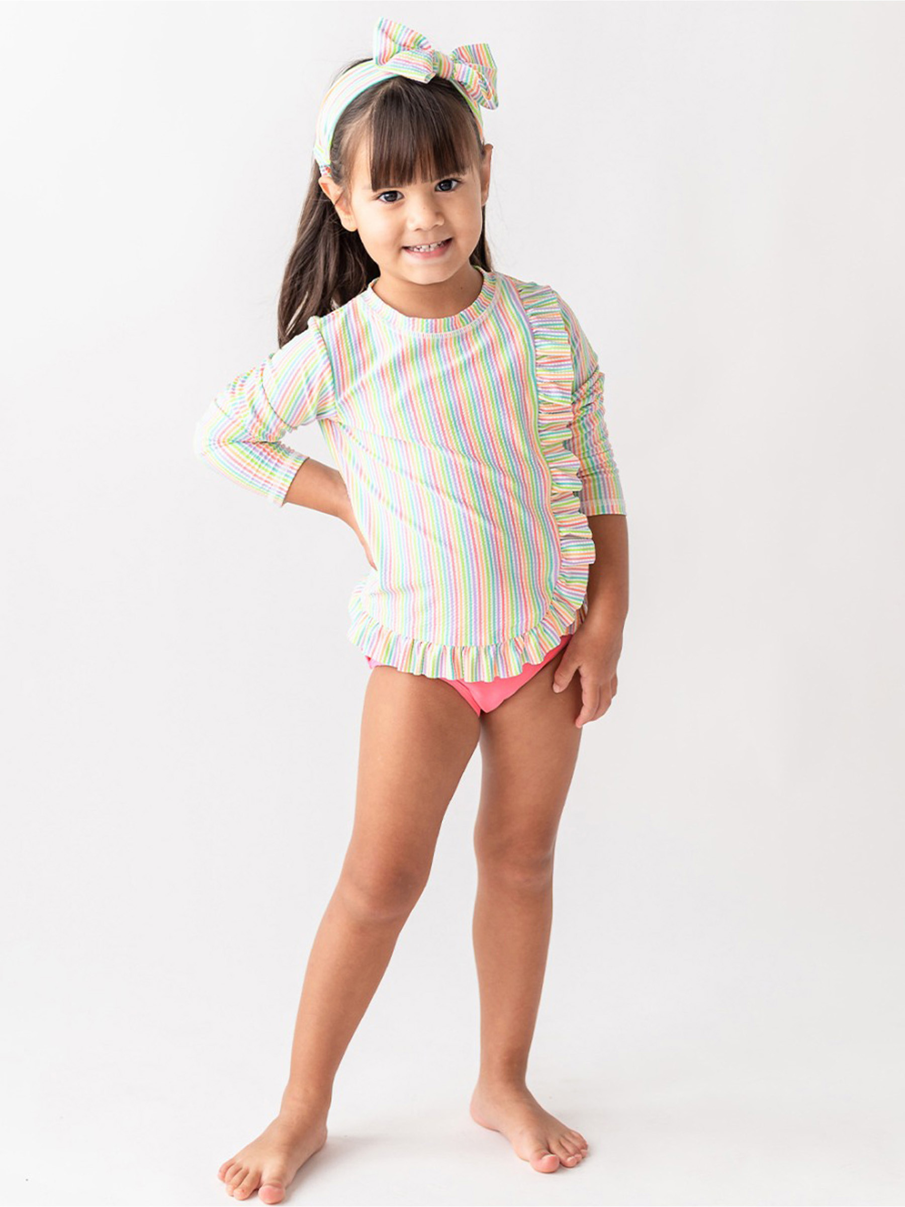 Ruffled Long Sleeve Rash Guard 2-Piece | RuffleButts / RuggedButts