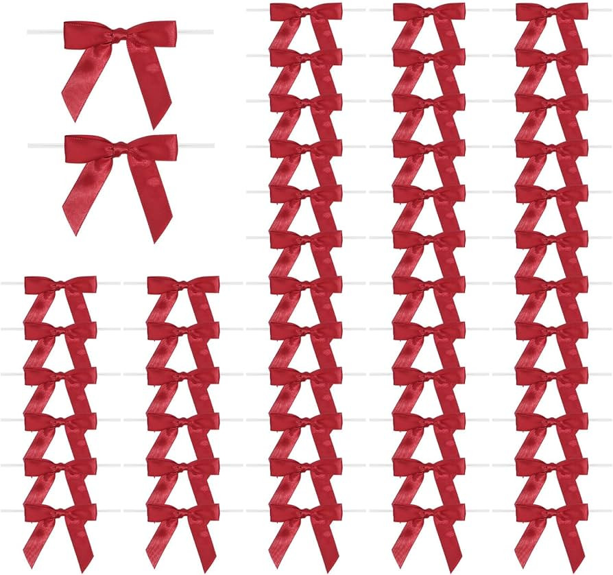 Burgundy Ribbon Bows for Craftstwist Tie Gift Bows Decor 2.5" Premade Bows for Dinnerware Wine Cu... | Amazon (US)