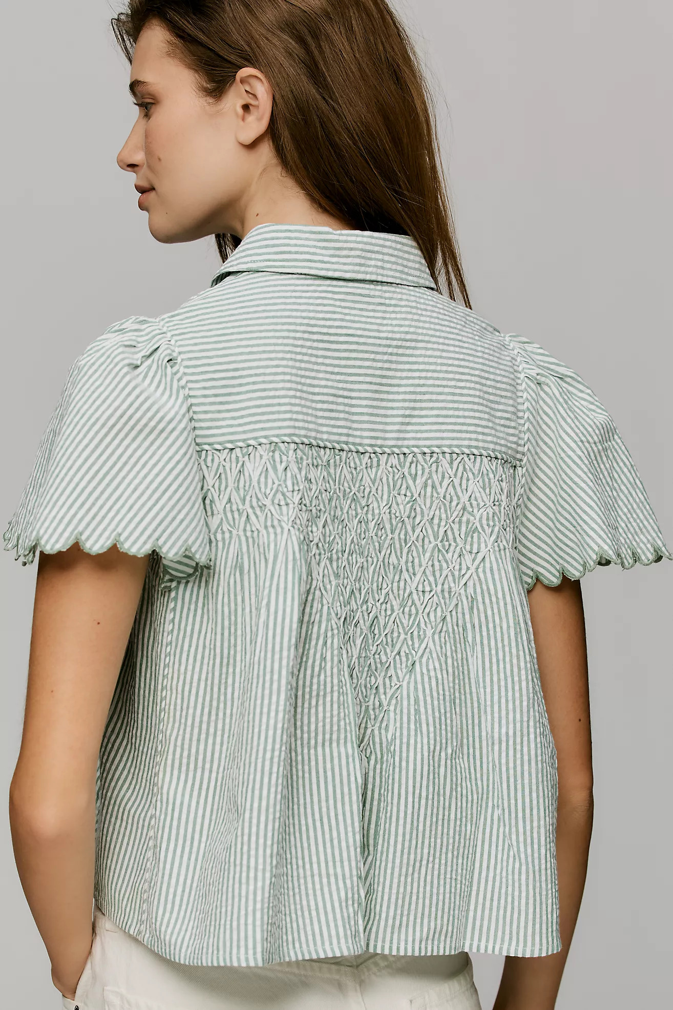 Maeve Cotton Scalloped Swing Top | Anthropologie (US)