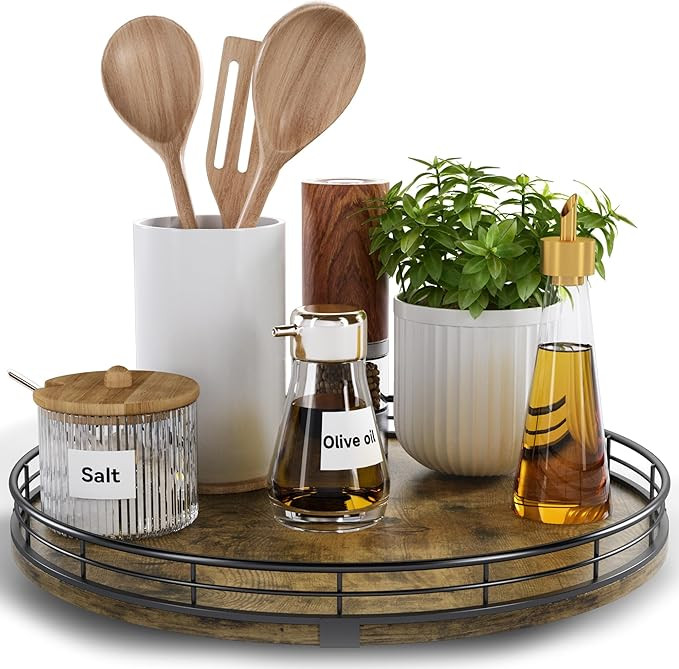 HGF Farmhouse 12" Lazy Susan Turntable Organizer for Table Top, Round Wooden Lazy Susan for Cabin... | Amazon (CA)