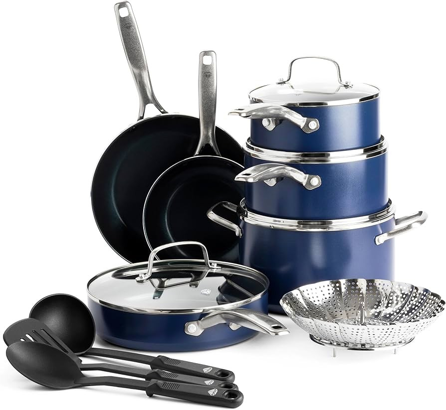 Blue Diamond Cookware Diamond Infused Ceramic Nonstick, 14 Piece Cookware Pots and Pans Set, PFAS... | Amazon (US)