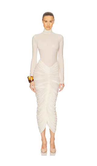 The Super Sheer Ruched Dress in Sheer Ivory | Revolve Clothing (Global)