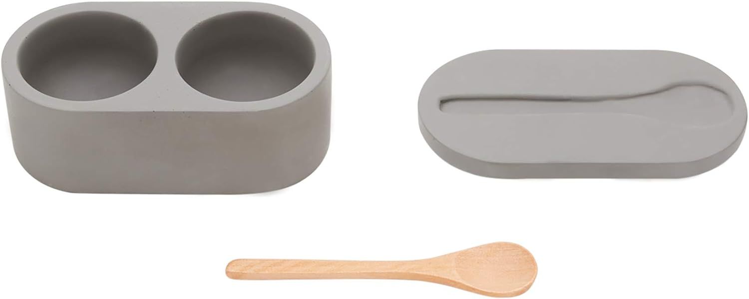 Fox Run Cement Double Salt Cellar with Spoon, 3 x 3.5 x 6.25 inches, Gray | Amazon (US)