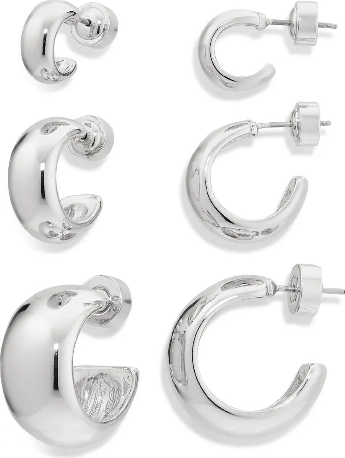Set of 3 Polished Dome Hoop Earrings | Nordstrom