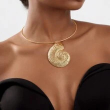 1pc Exaggerated Unique Spiral Metallic Necklace, Perfect For Beach Vacation And Party | SHEIN