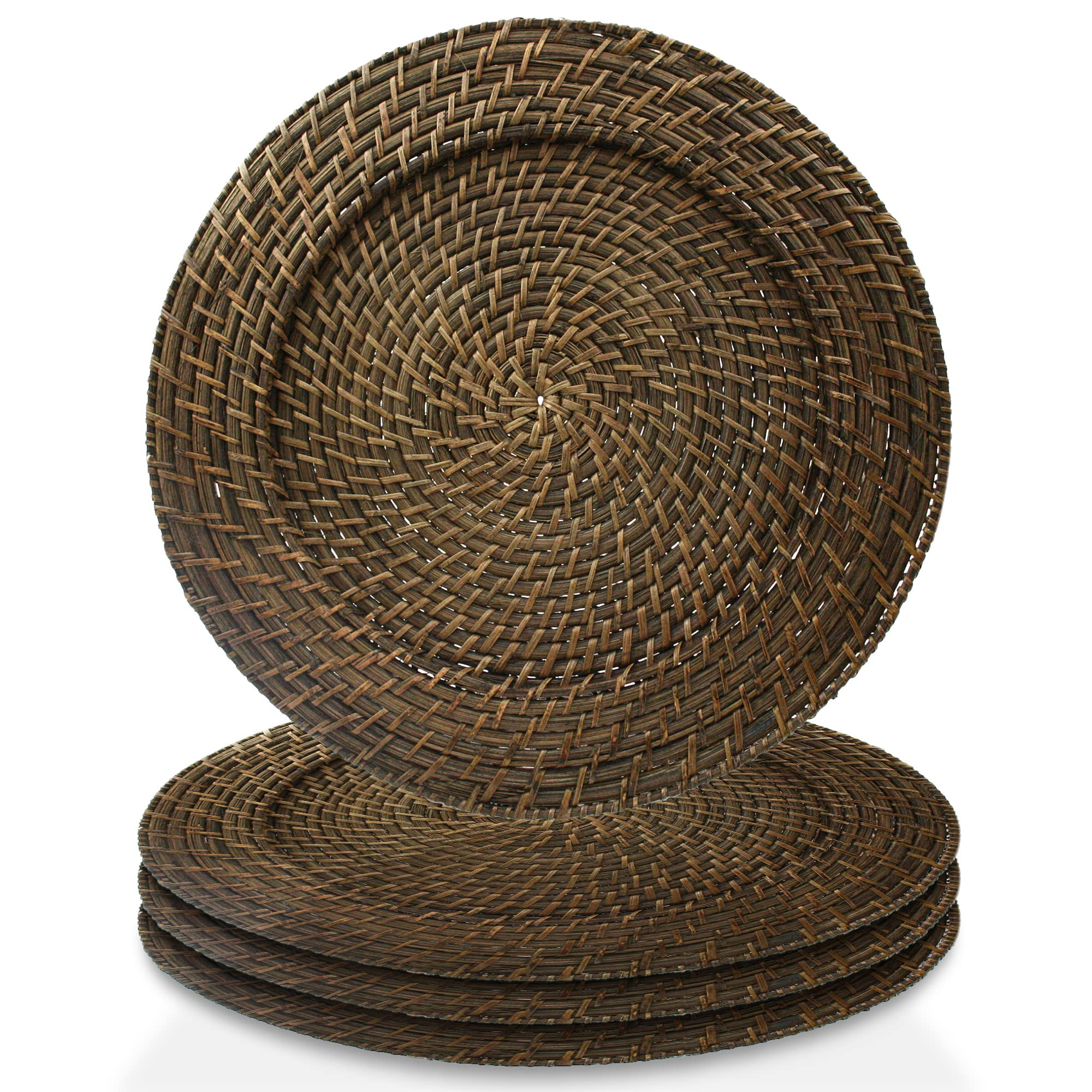Jay Import Round Rattan Chargers Set of 4 Decorative Service Plates for Home, Professional Fine D... | Amazon (US)