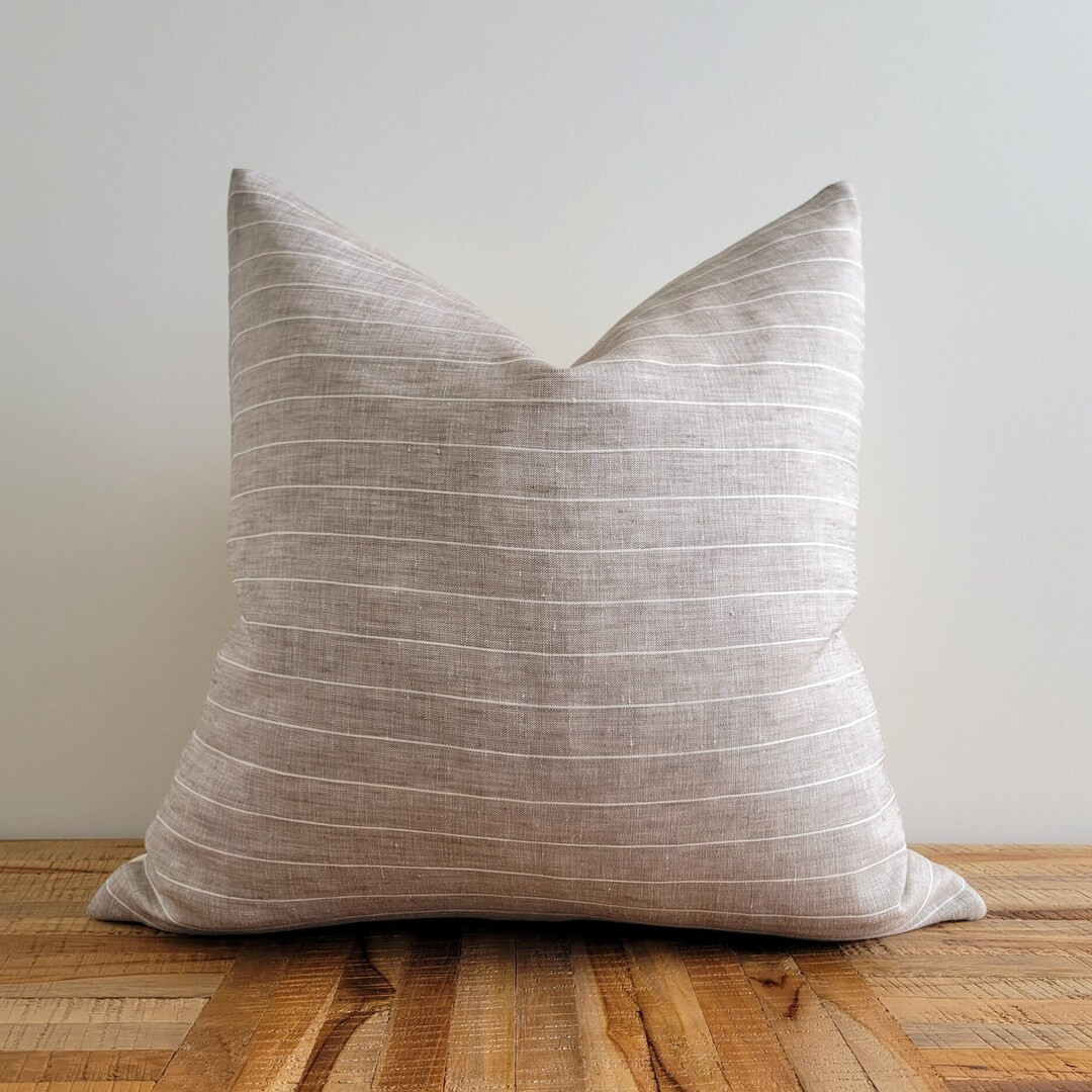Beige Stripe Pillow Cover | Linen Pillow Cover | Beige Throw Pillow | Stripe Pillow Cover | Neutr... | Etsy (CAD)