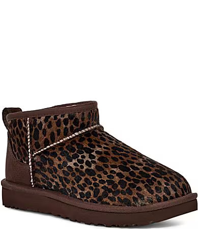 UGG Classic Ultra Mini Caspian Spotted Cheetah Print Calf Hair Booties - 6 | Dillard's