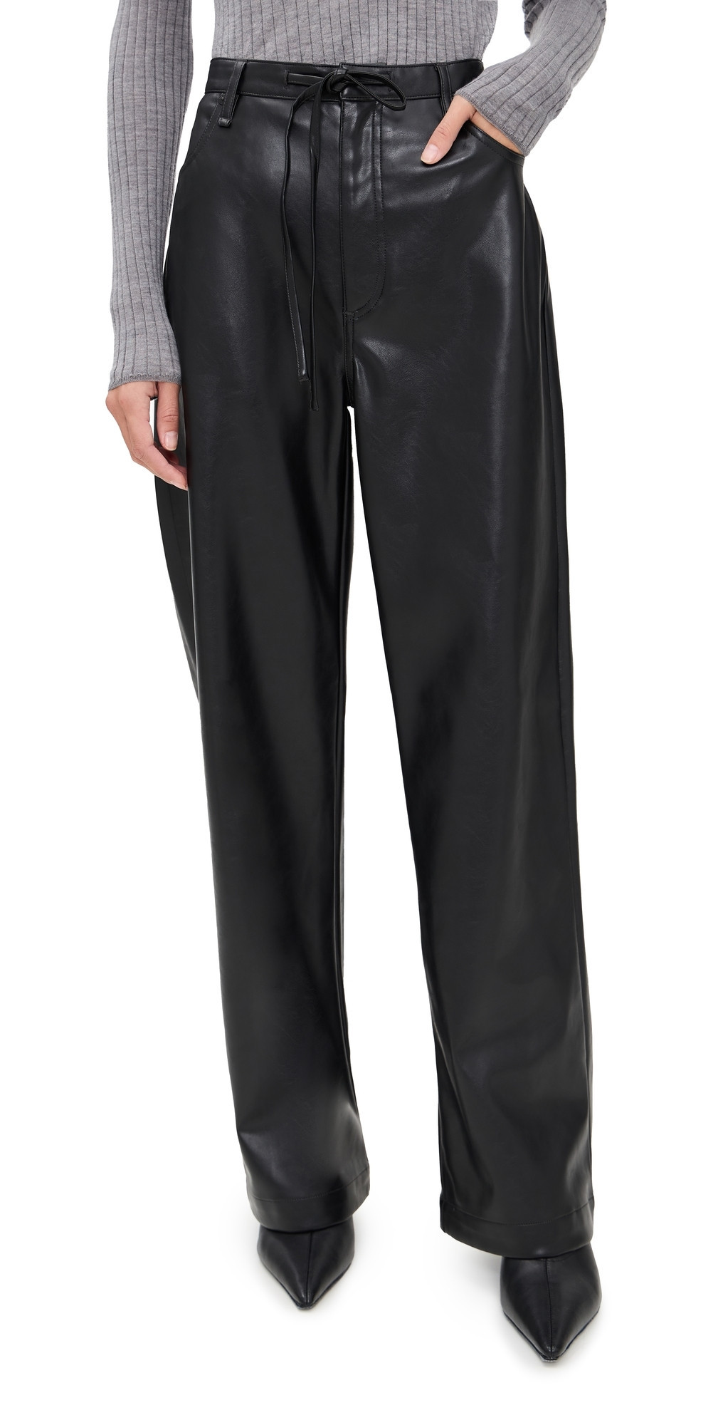 rag & bone Phoebe Faux Leather Draw Cord Pants Black S | Shopbop