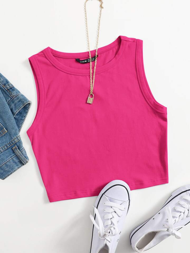 SHEIN EZwear Solid Crop Tank Top | SHEIN