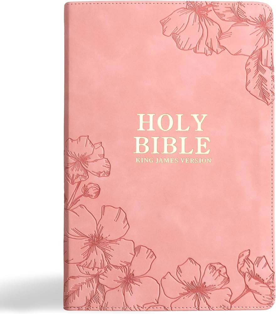 KJV Holy Bible, Giant Print with Cross-References, Soft Pink LeatherTouch with Floral Cover Desig... | Amazon (US)