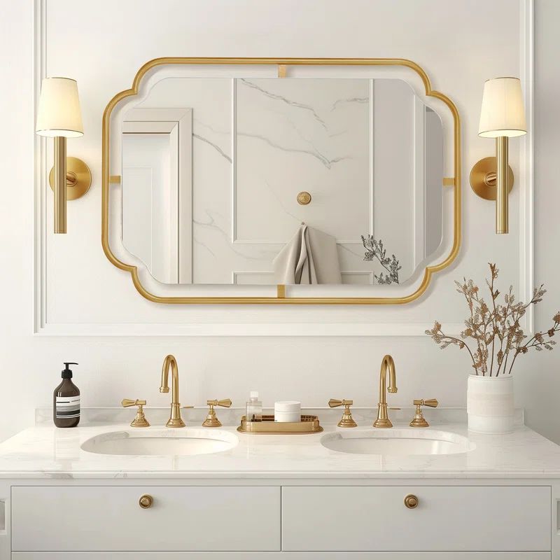 Mercer41 Gold Wall Accent Mirror for Bathroom with Metal Frame | Wayfair | Wayfair North America