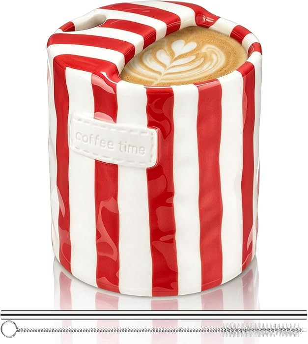 1 Pack Ceramic Coffee Mug with Sip Hole,Simple,Red | Amazon (US)