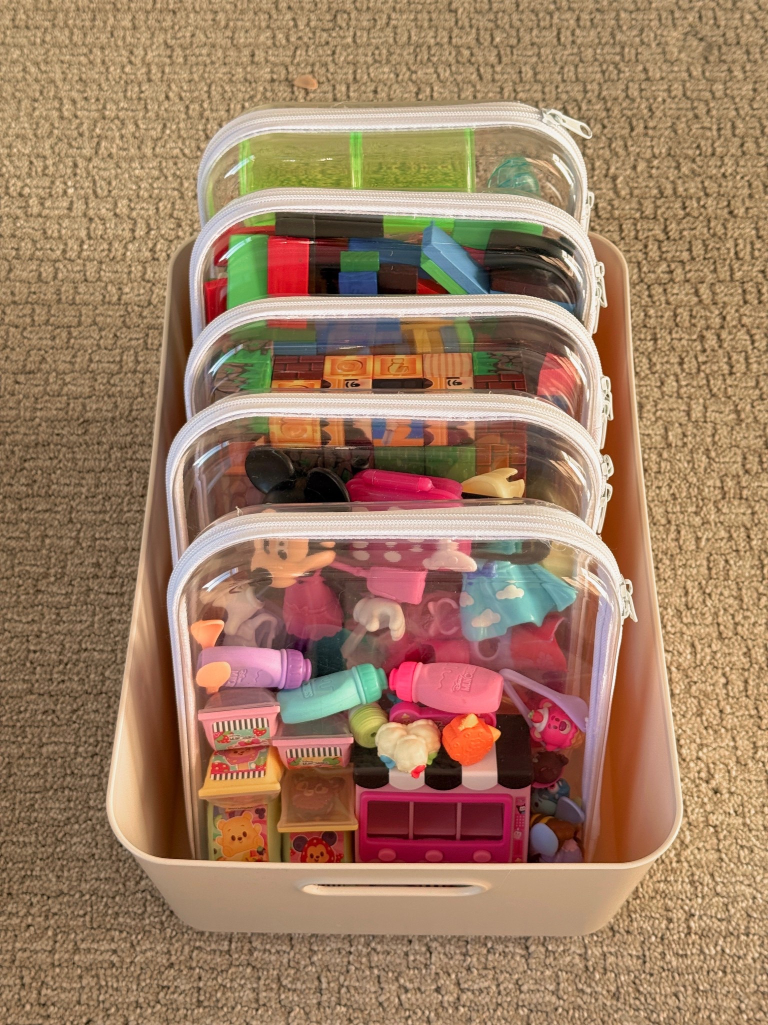 One of my favorite toy organization hacks. These clear zipper pouches keep small toys sorted, visible, and easy for kids to clean up.

toy organization, kids toy storage, clear zipper pouches, toy organization ideas, kids organization hacks, playroom organization, small toy storage, toy storage solutions

#LTKKids #LTKHome #LTKSeasonal