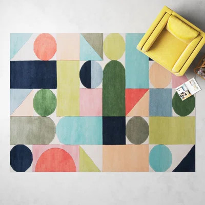 Glory Handmade Wool Blue/Green/Light Orange Rug | Wayfair North America