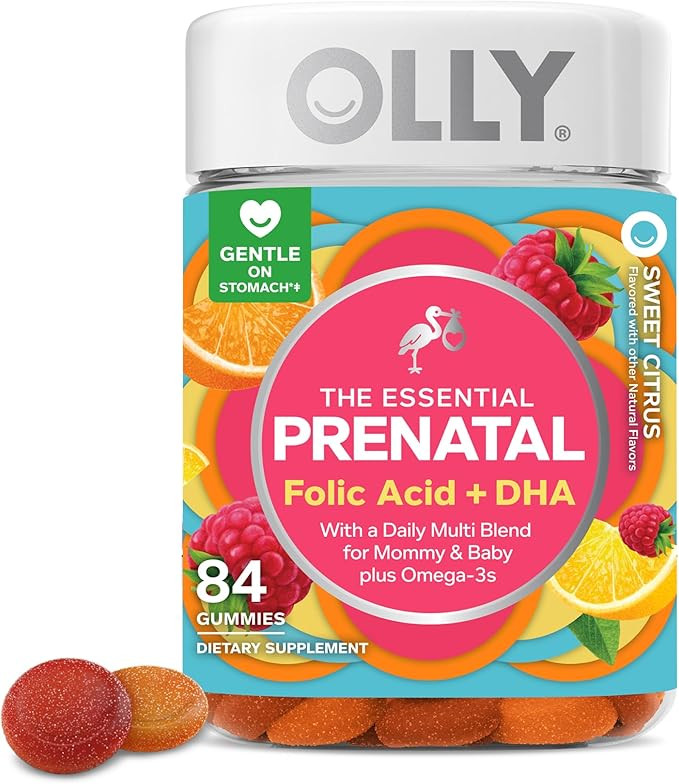 OLLY Essential Prenatal Gummy Multivitamin, Folic Acid, Vitamin D, Omega 3 DHA, Supports Healthy ... | Amazon (US)