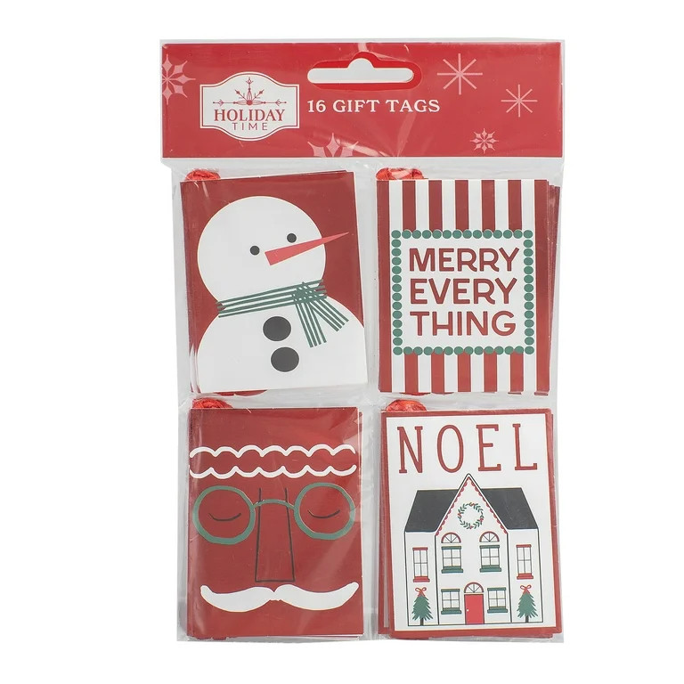Red Christmas Joyel Hanging Gift Tags, 16 Count, by Holiday Time | Walmart (US)