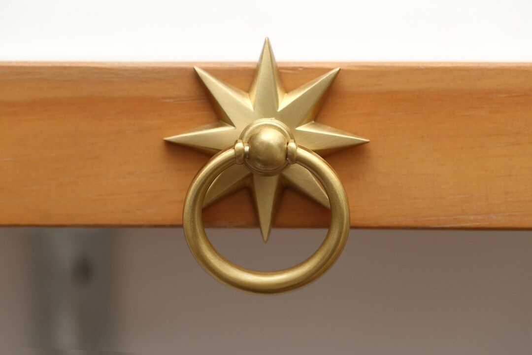 Brass Star Ring Pull Knob/gold Star Backplate Door Handle/star Ring Cabinet Pull/ring Drawer Pull... | Etsy (US)