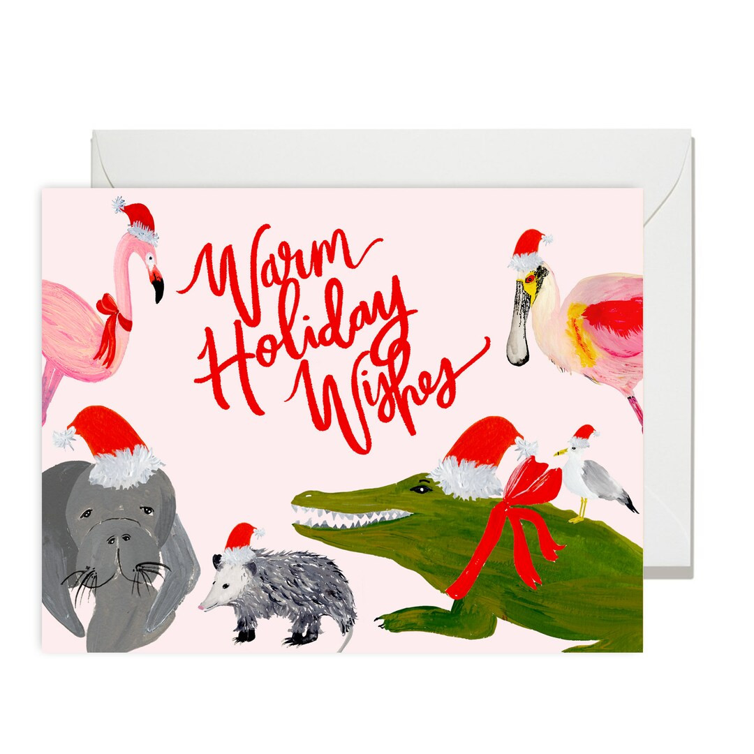 Holiday Greeting Cards Warm Holiday Wishes Christmas in Florida Illustration Single A-2 Card - Et... | Etsy (US)