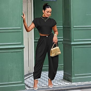 kaimimei 2 Piece Sets for Women Casual Crop Tops and Palazzo Pants | Amazon (US)