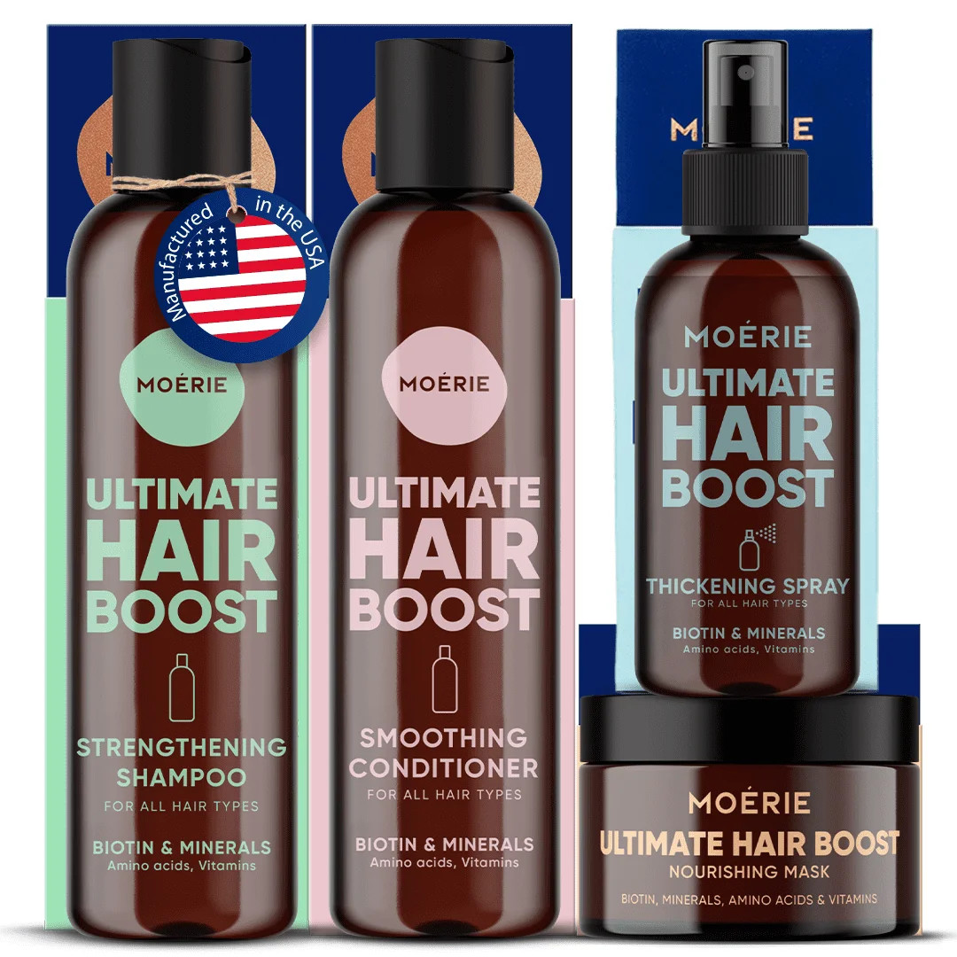 Moerie Shampoo, Conditioner, Hair Mask & Spray Set – 4-in-1 Mega Pack for Fuller-Looking, Healt... | Walmart (US)