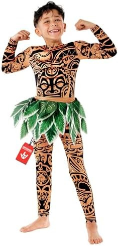 Morph Boy's Ocean Adventure Costume for Kids Hawaiian Printed Tattoos Costume for Boys Halloween ... | Amazon (US)
