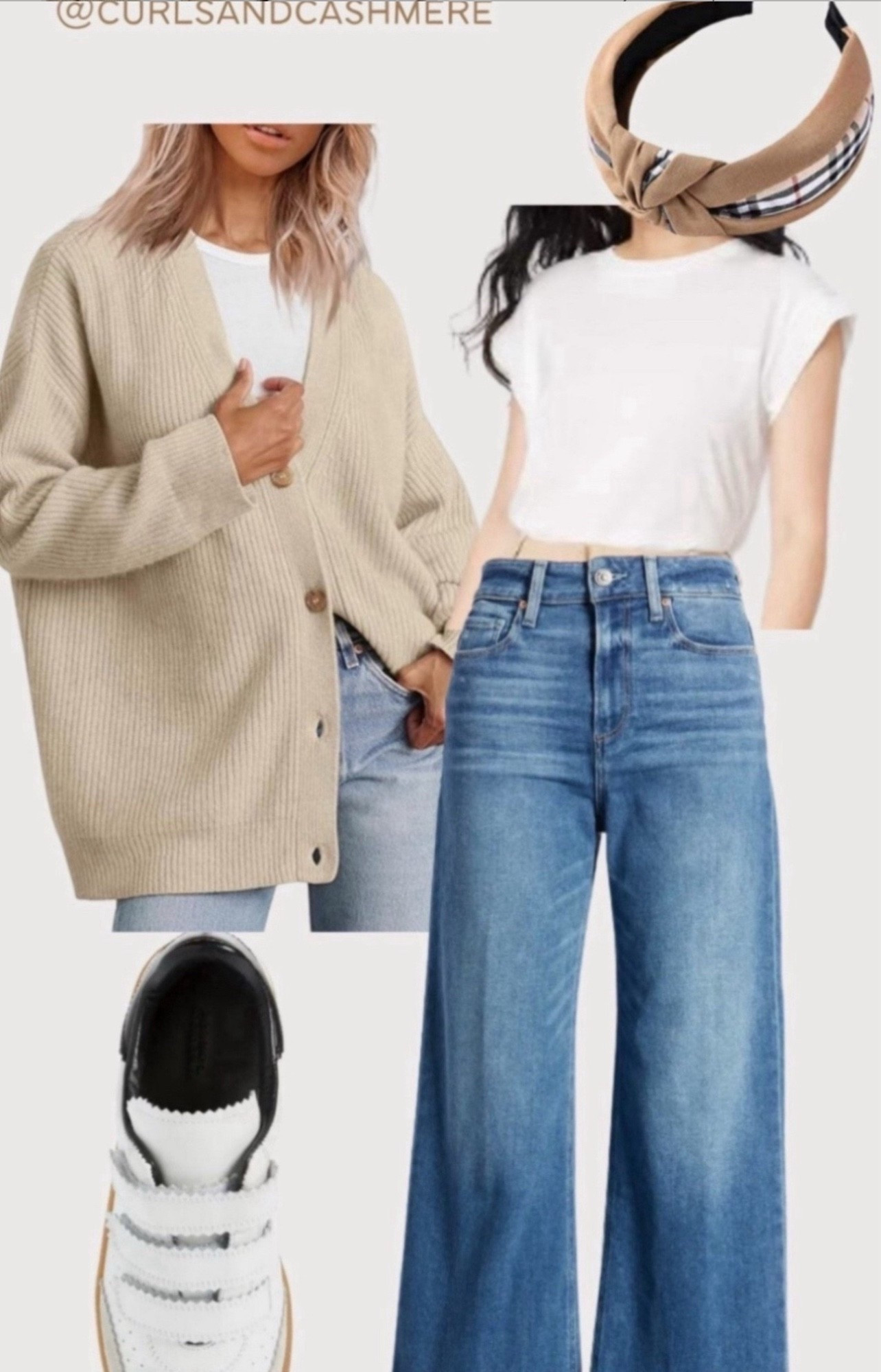 Amazon oversized cardigan. I have this size small.
Wide legged denim run true to size 
Designer sneakers size up one whole size

#LTKOver40 #LTKootd #LTKFindsUnder50