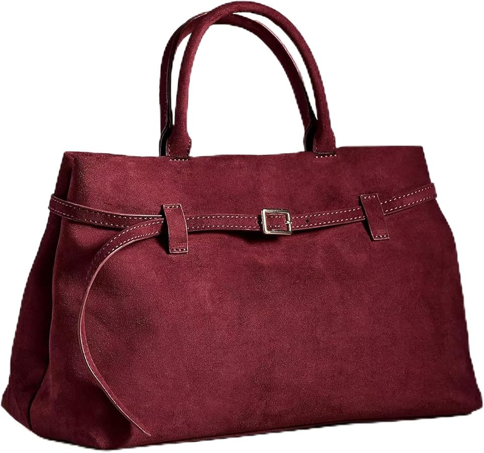 Suede Tote Bag Faux Suede Large Handbag Hobo Purse Satchel Bag for Women for Work Travel Gatherin... | Amazon (US)