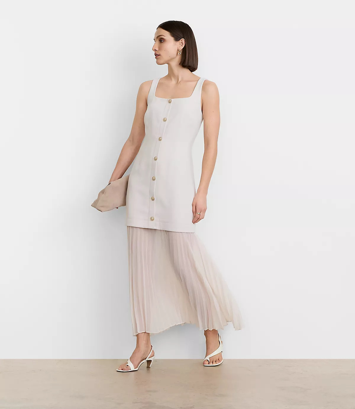 LOFT Versa Crepe Drape Mixed Media Maxi Dress | LOFT