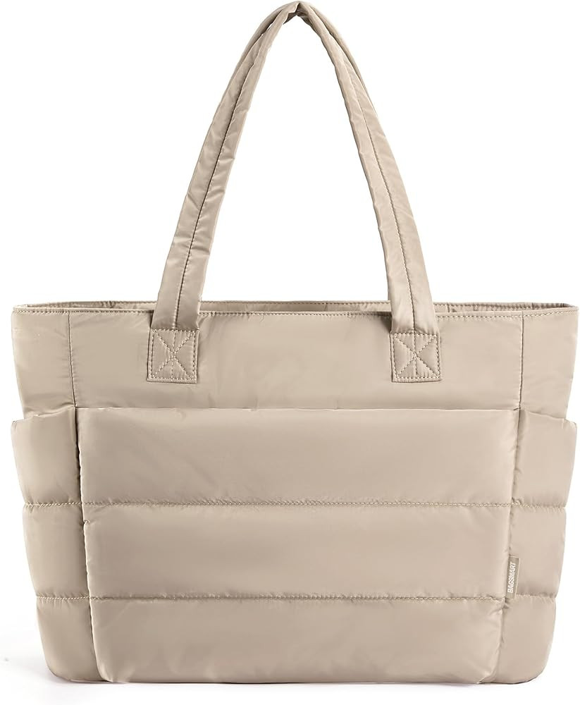 BAGSMART Tote Bag for Women, Lightweight Puffy Tote Bag with Compartments, Quilted Shoulder Bag H... | Amazon (US)