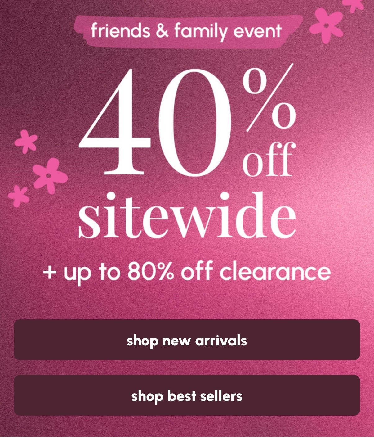 pink lily — friends + family event!
40% off sitewide 🚨

#LTKStyleTip #LTKSaleAlert #LTKSeasonal