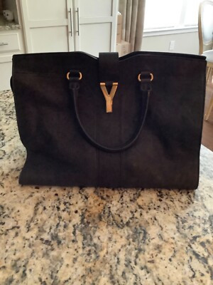 YSL Large Classic Y Cabas Bag Black Leather Gold Accents  | eBay | eBay US