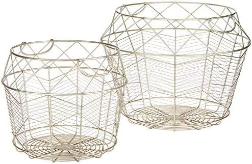 Rivet Modern Tall Geometric Wire Baskets, Set of 2, 13.25"H and 10.75"H, Silver | Amazon (US)