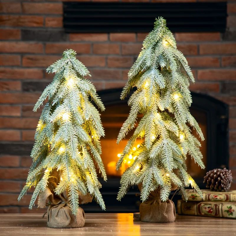 2 Piece Lighted Frosted Table Tree Set | Wayfair North America