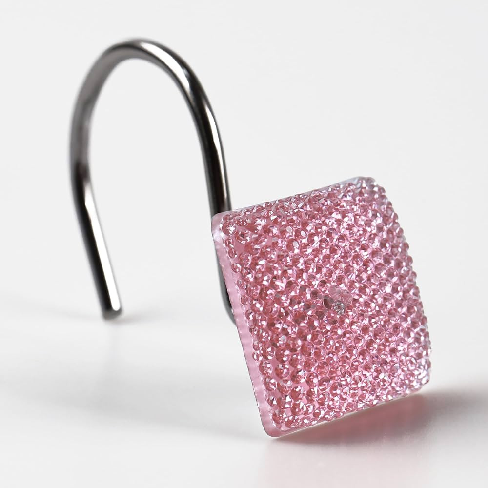 Pink Shower Curtain Hooks Ring: Bling Glitter Sparkle Shiny Crystal Diamond Decorative Shower Cur... | Amazon (CA)