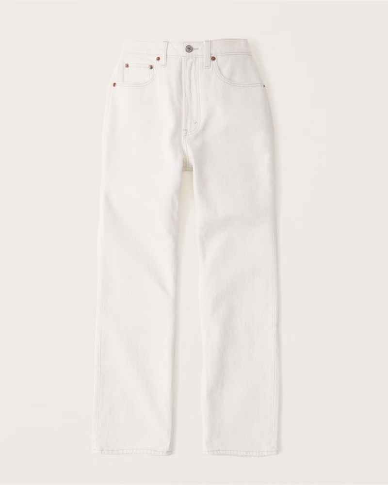 Women's Curve Love Ultra High Rise Ankle Straight Jean | Women's Bottoms | Abercrombie.com | Abercrombie & Fitch (US)