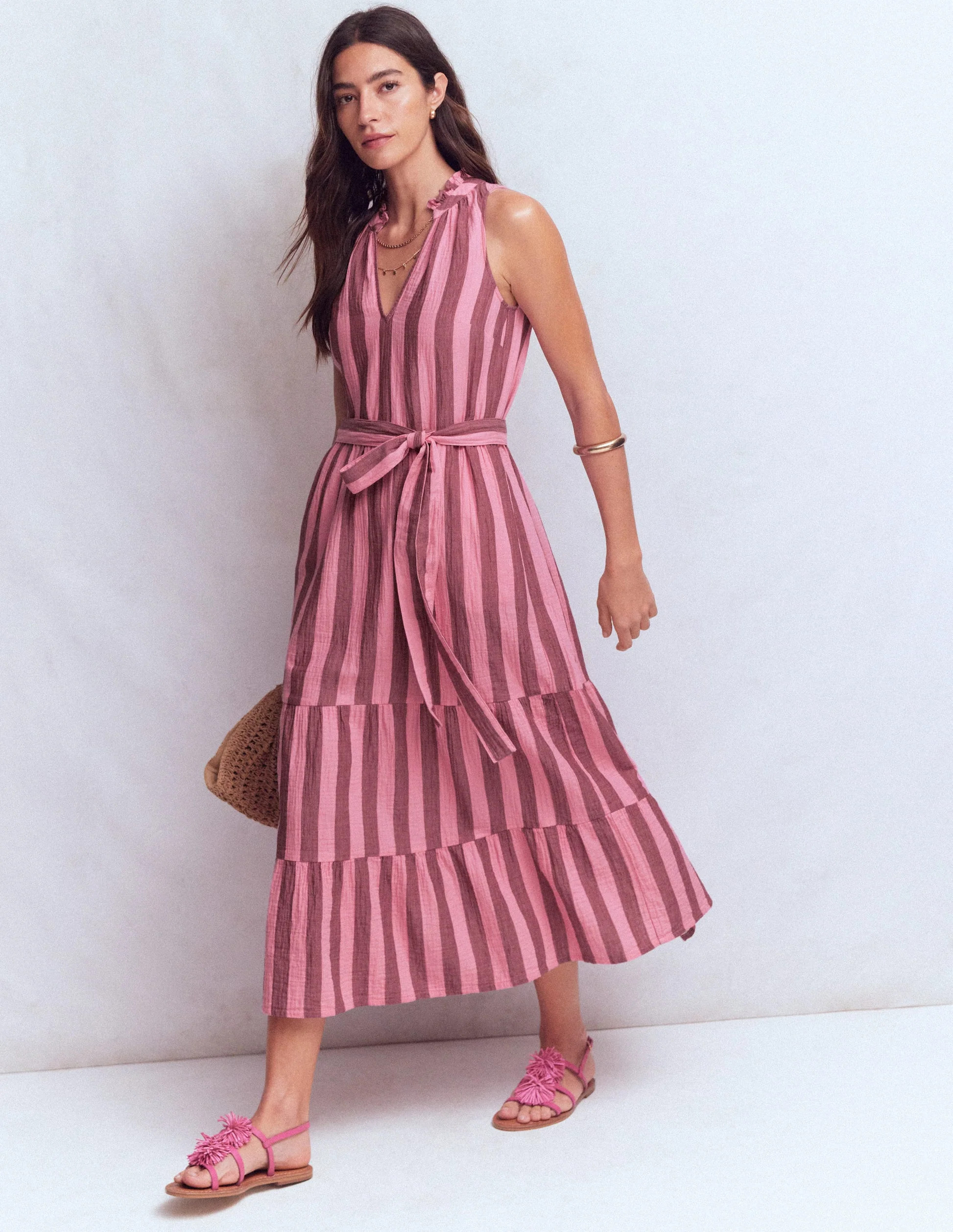 Viv Double Cloth Maxi Dress-Multi Check | Boden (US)