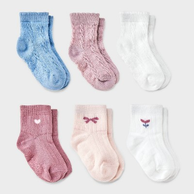 Baby Girls' 6pk 'Tulip' Low-Cut Socks - Cat & Jack™ 6-12M: Midweight Knit, Rib Cuffs, Classic J... | Target