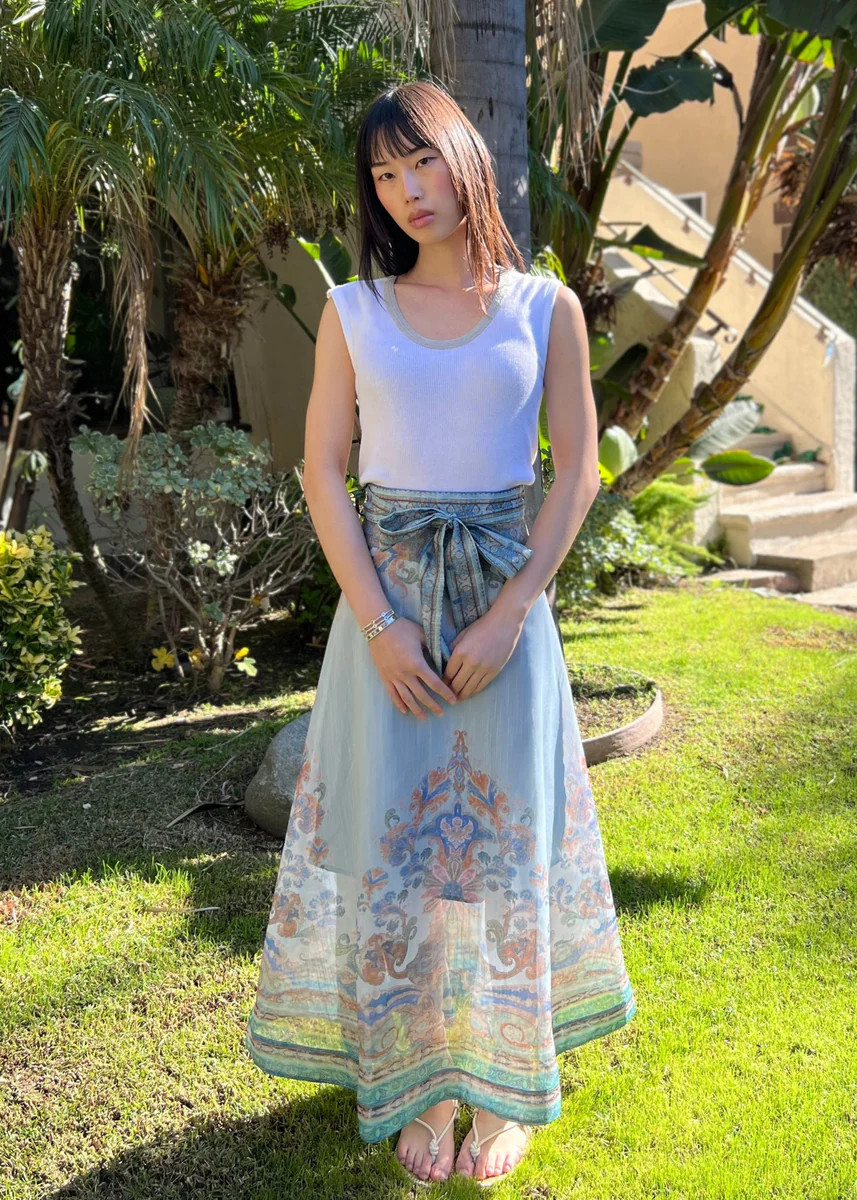 Katherine Tie Waist Maxi Skirt - Blue | Benaar La