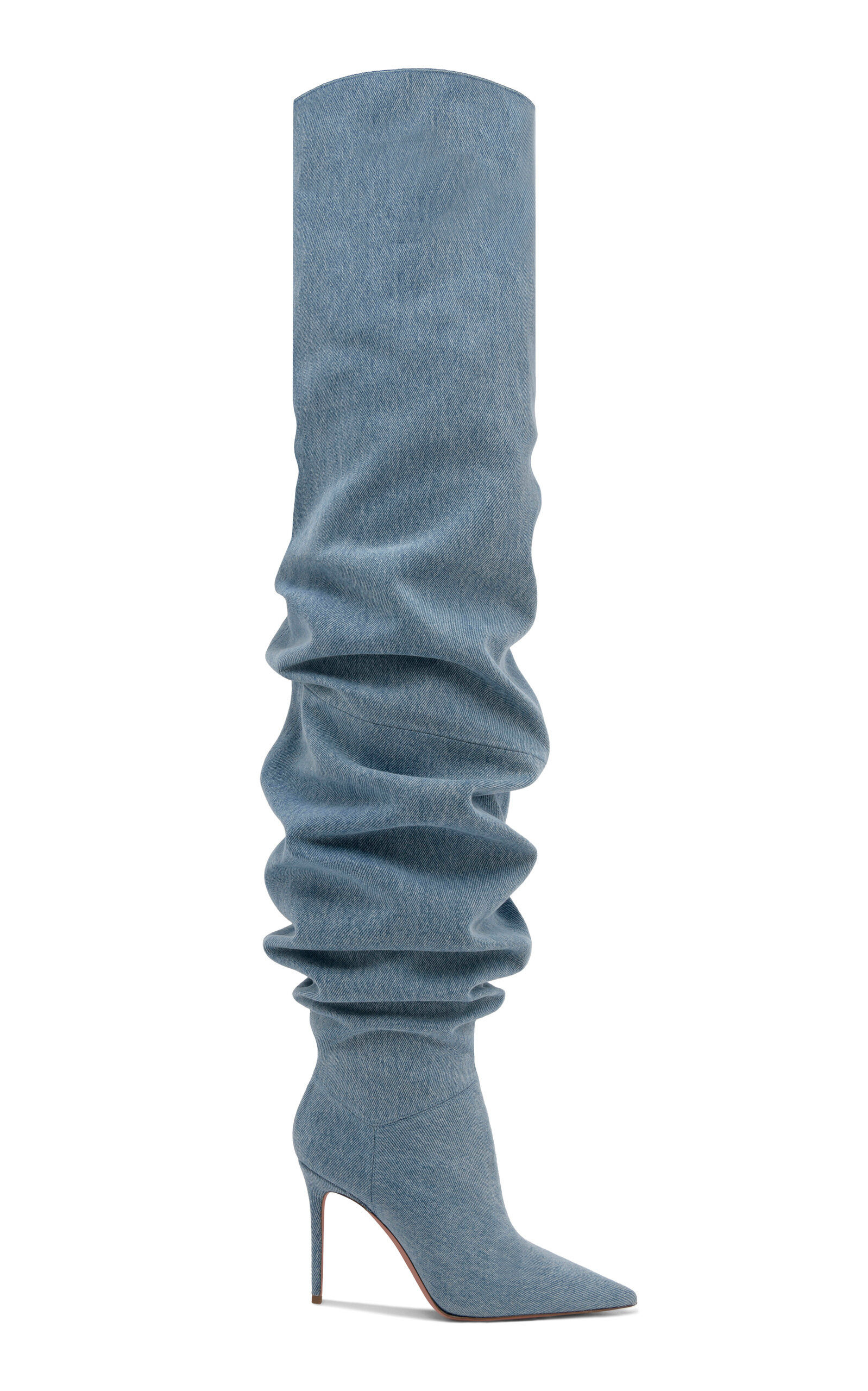 Jahleel Denim Thigh-High Boots | Moda Operandi (Global)