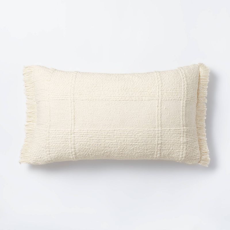 Woven Plaid Throw Pillow White - Threshold™ designed with Studio McGee | Target