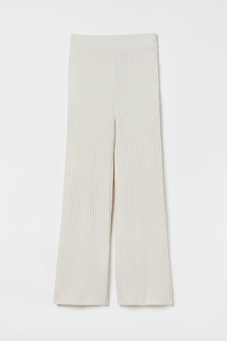 Rib-knit merino wool-blend trousers | H&M (UK, MY, IN, SG, PH, TW, HK)